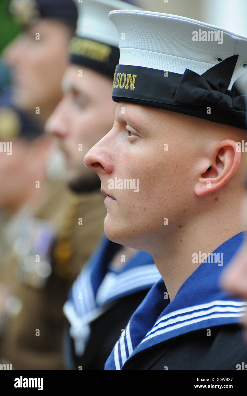 royal navy sailors on parade Stock Photo