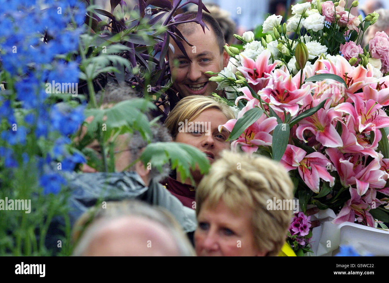 People leaving the Chelsea Flower Show, Royal Hospital, London, on the last day of the event. Stock Photo