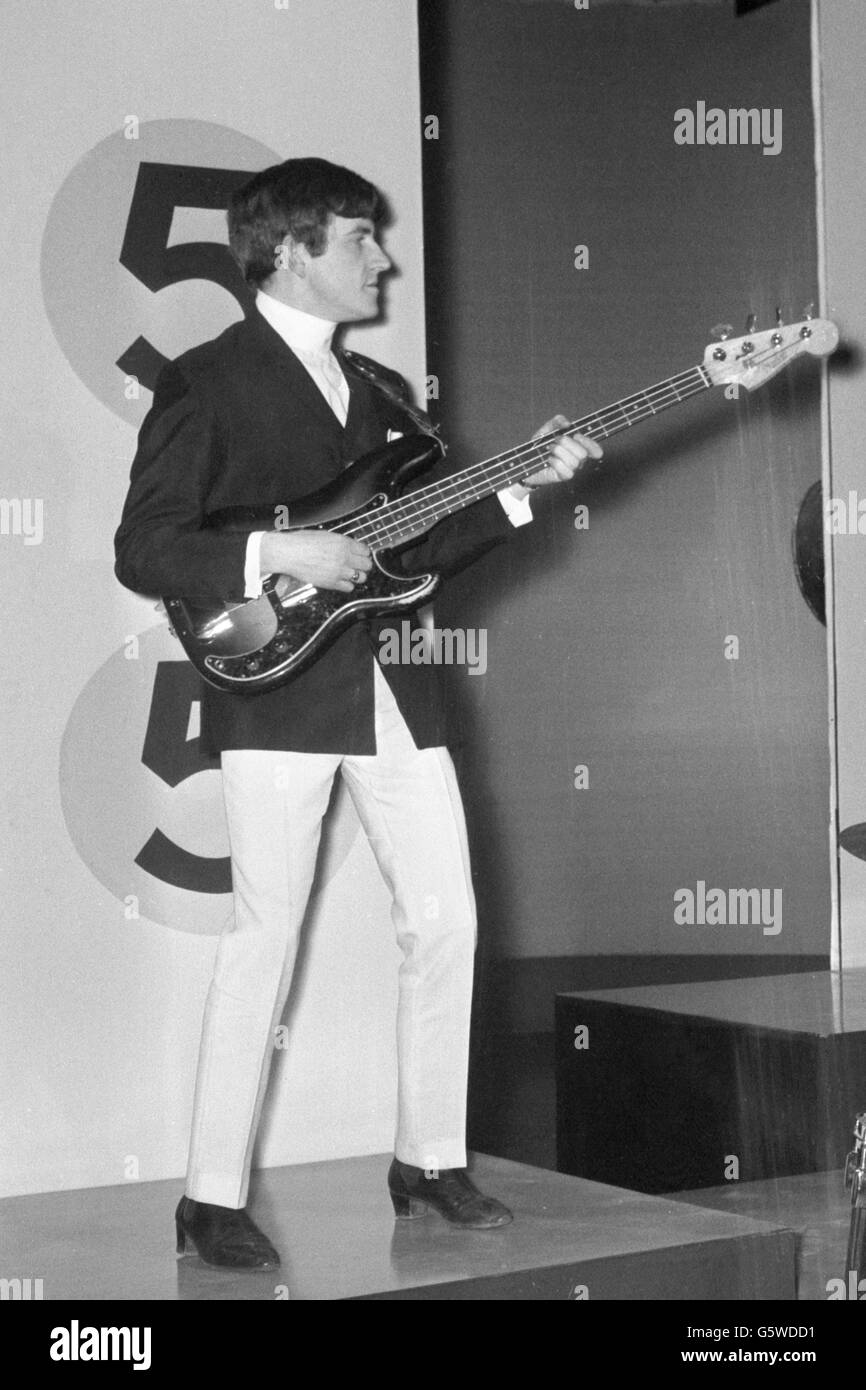 Music - Dave Clark Five - London. Rick Huxley, bassist with The Dave Clark Five. Stock Photo