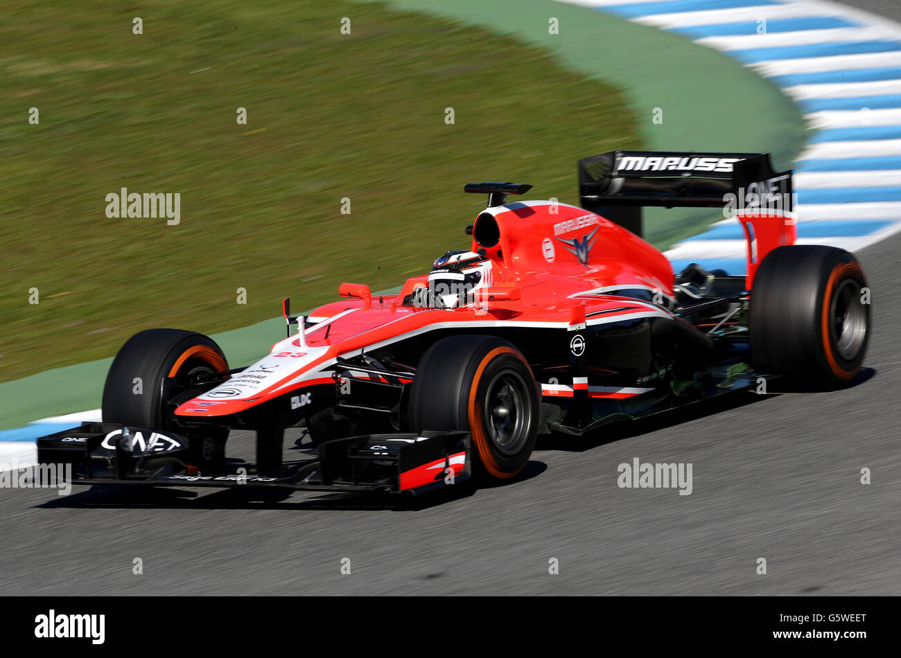 Marussia's Max Chilton during testing at Circuito de Jerez, Jerez, Spain. Stock Photo