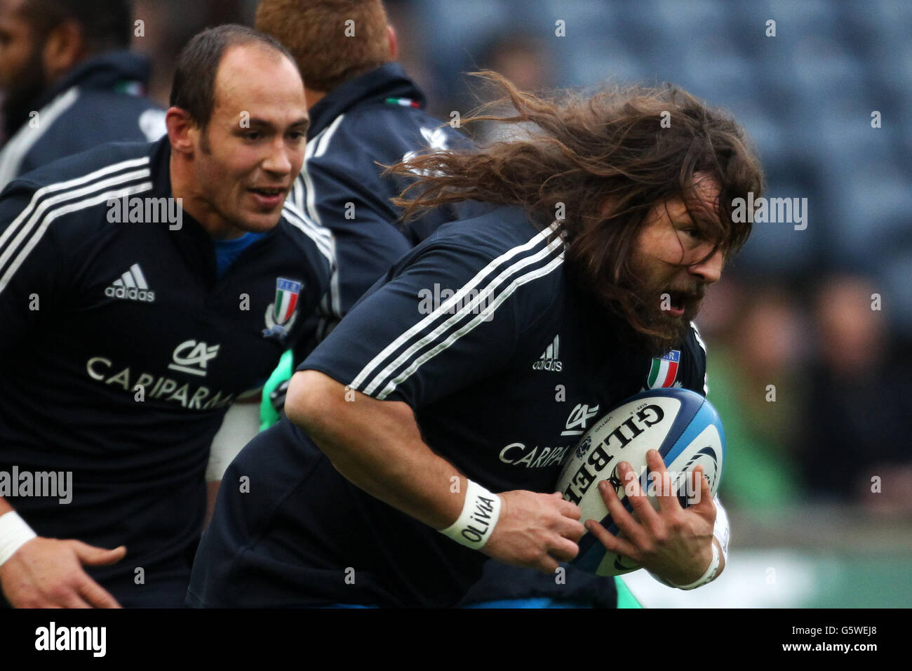 Rugby Union - The Six Nations Championship - Scotland v Italy - Murrayfield. Martin Castrogiovanni, Italy Stock Photo