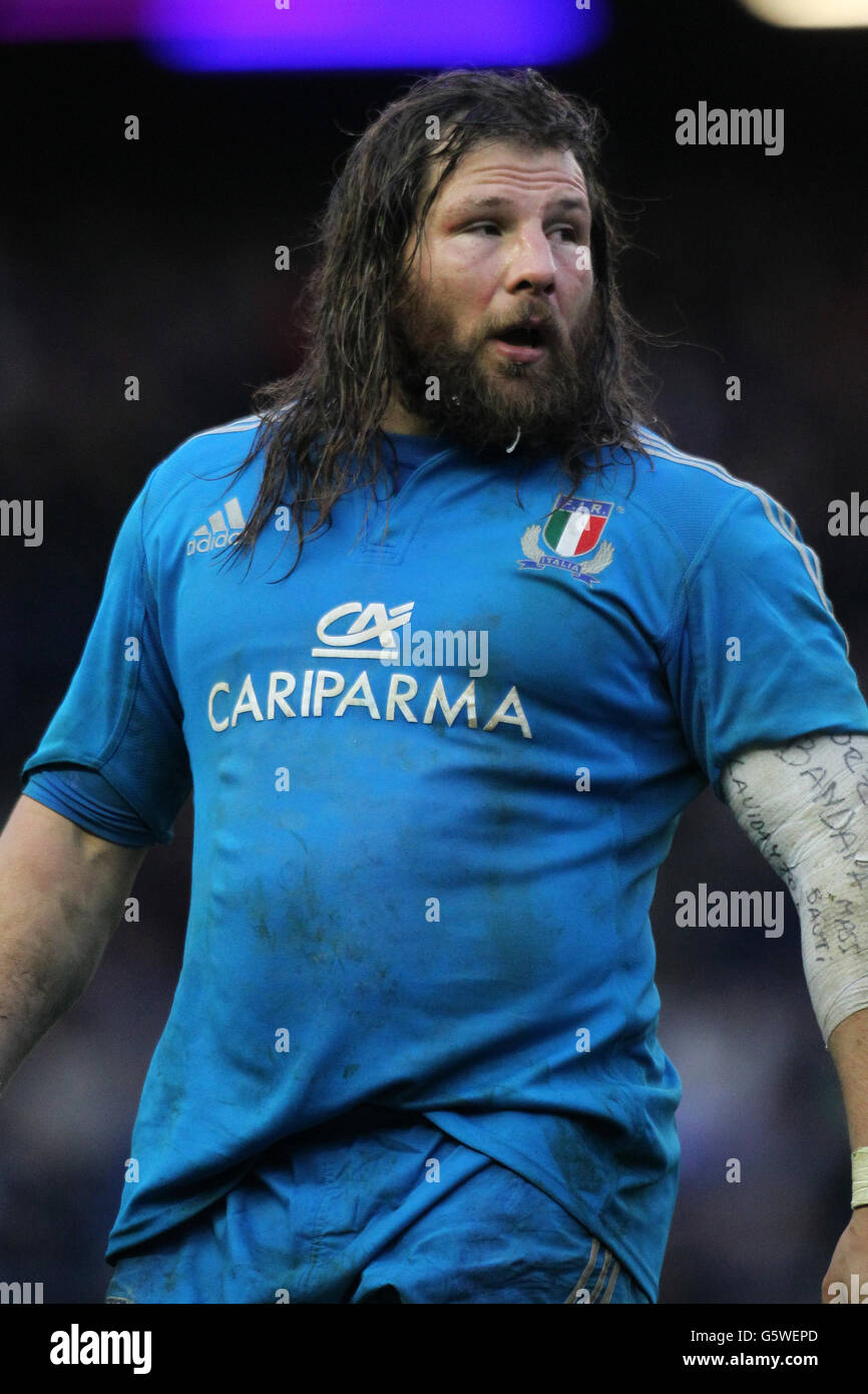 Rugby Union - The Six Nations Championship - Scotland v Italy - Murrayfield. Martin Castrogiovanni, Italy Stock Photo