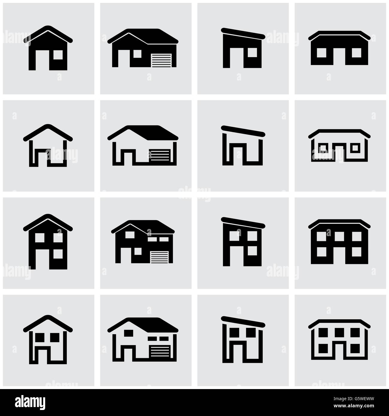 Vector black house icon set Stock Vector Image & Art - Alamy
