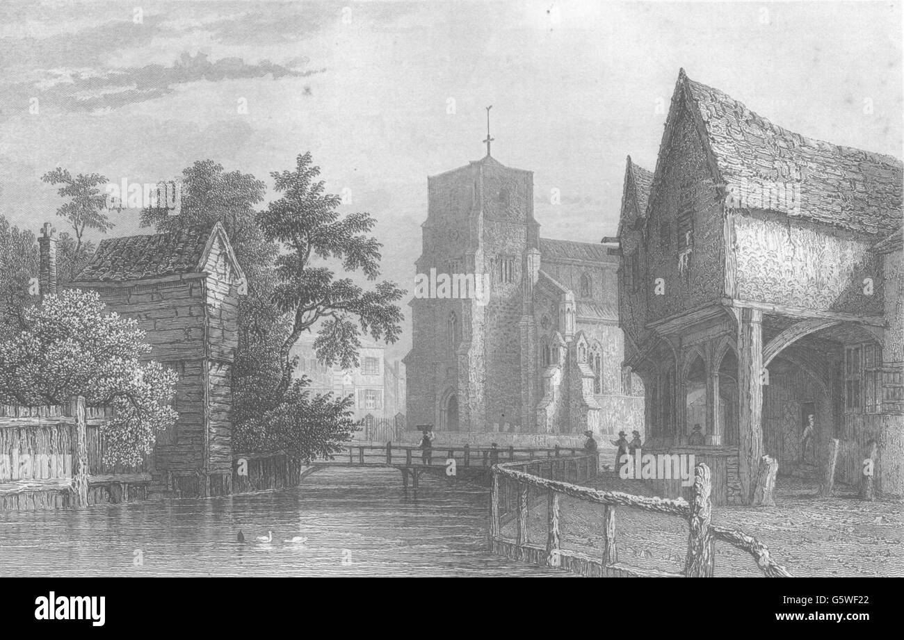ESSEX: Waltham Abbey: (Bartlett), antique print 1840 Stock Photo