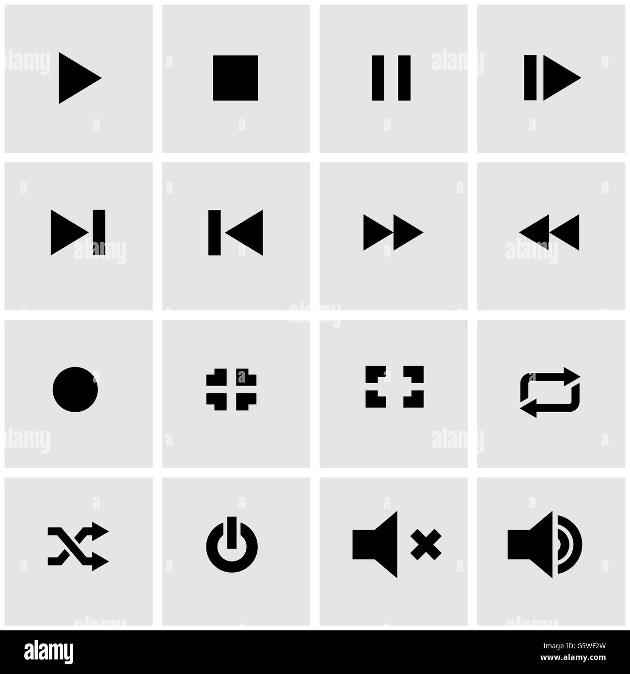 Vector black media player icon set Stock Vector Image & Art - Alamy