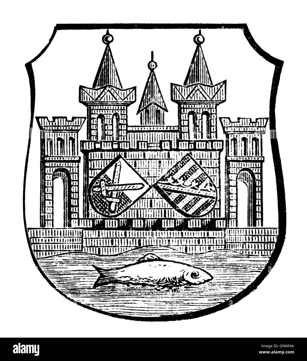 Heraldry Coat Of Arms Germany City Arms Wittenberg Wood Engraving 