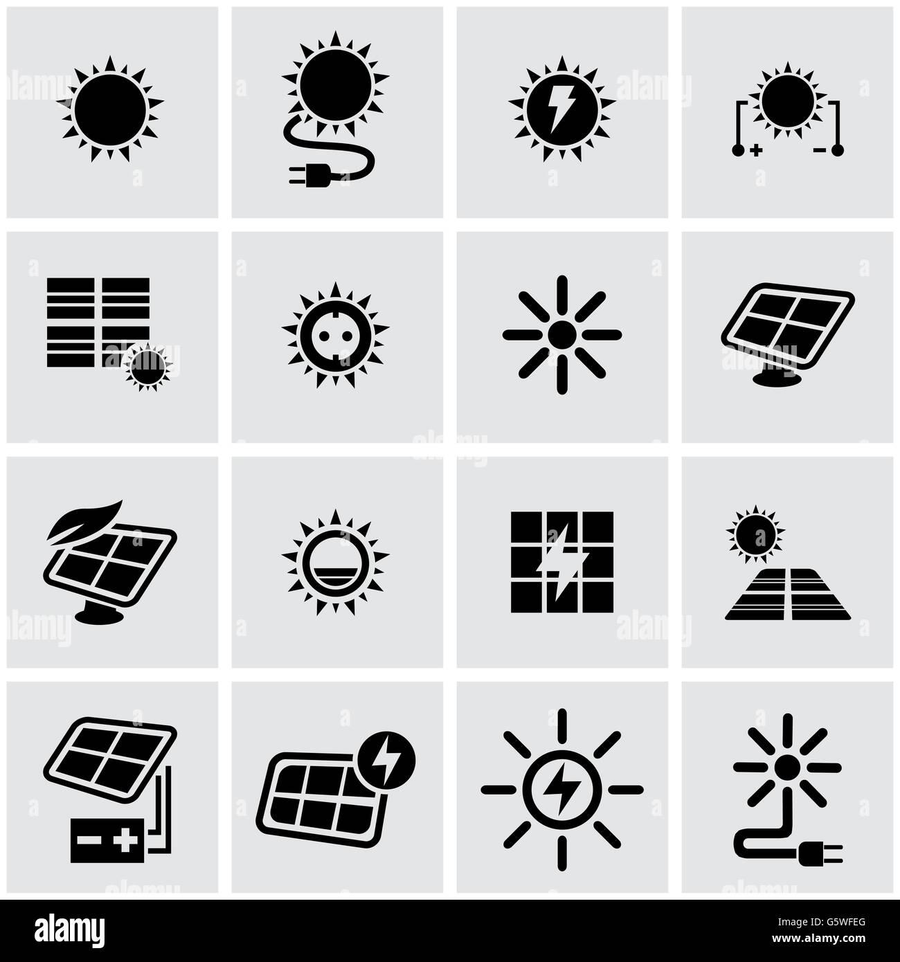 Vector black solar energy icon set Stock Vector Image & Art - Alamy