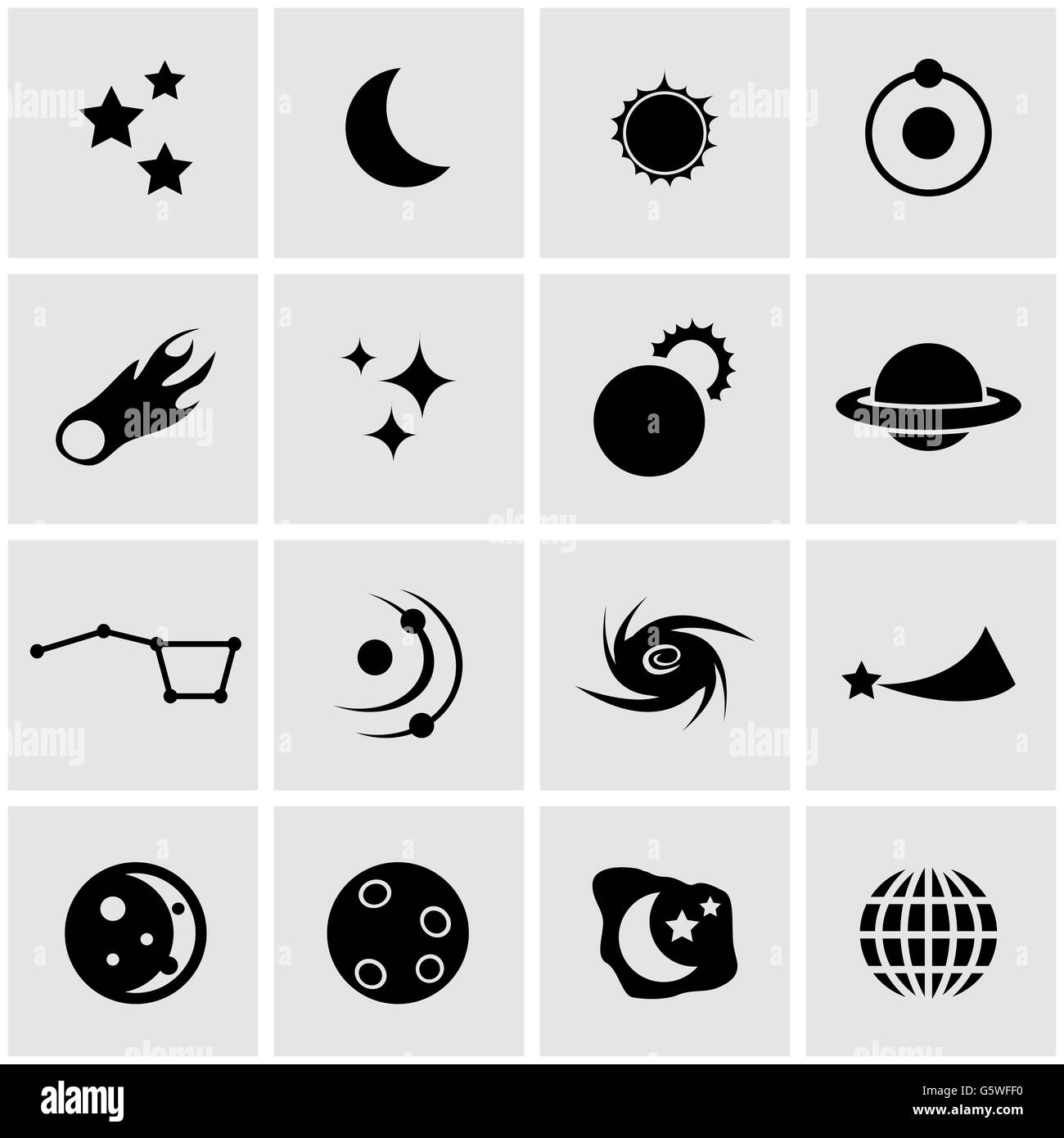 Vector black space icon set Stock Vector Image & Art - Alamy