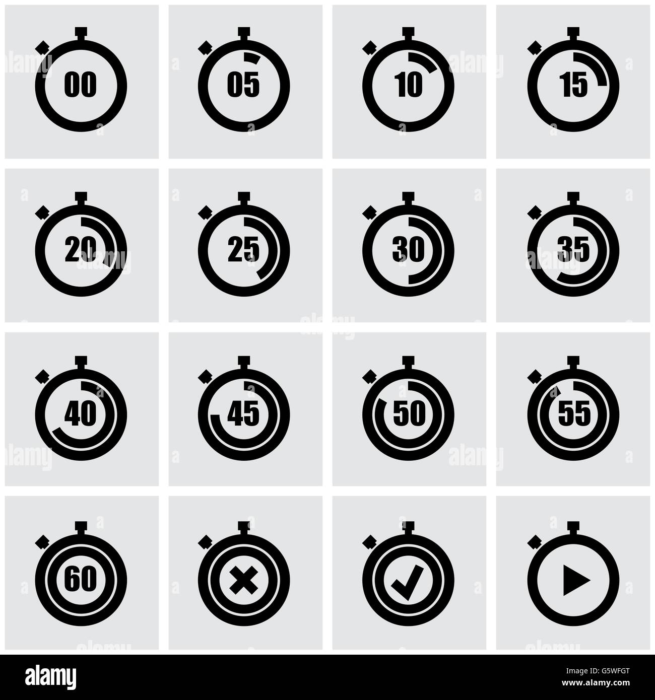 Vector black stopwatch icon set Stock Vector Image & Art - Alamy