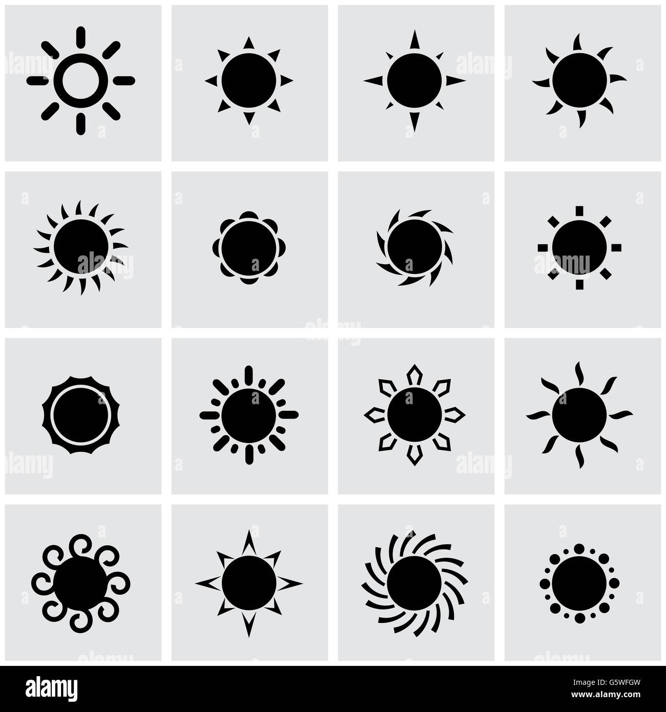 Vector black sun icon set Stock Vector Image & Art - Alamy