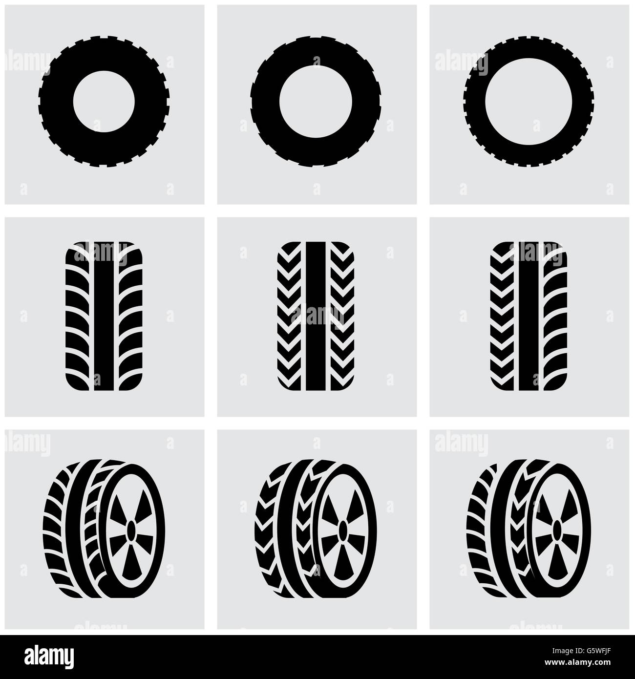 Vector black tire icon set Stock Vector Image & Art Alamy