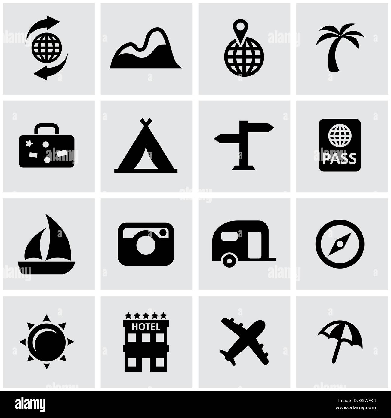 Vector black travel icon set Stock Vector Image & Art - Alamy