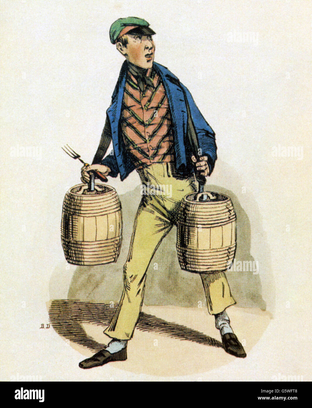 trade, food, vendor of cucumbers, after drawing, by Franz Burchard Dörbeck (1799 - 1835), circa 1830, Additional-Rights-Clearences-Not Available Stock Photo