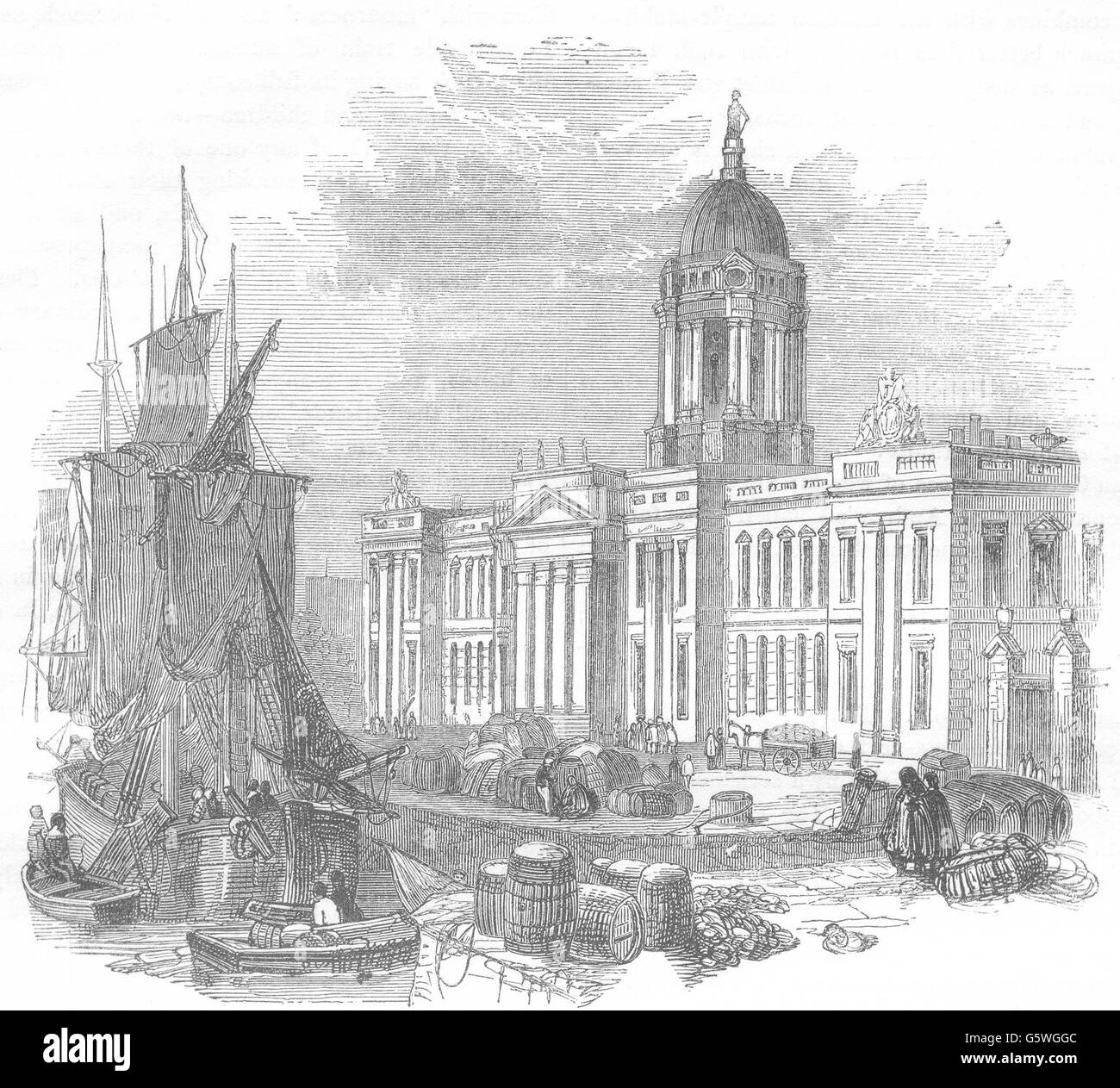 IRELAND The Custom House, Dublin, antique print 1850 Stock Photo Alamy