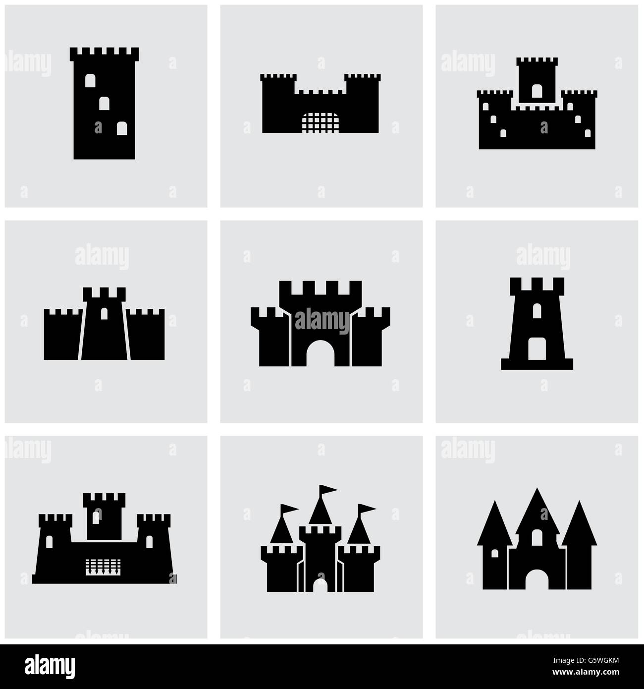 Vector black castle icon set Stock Vector Image & Art - Alamy
