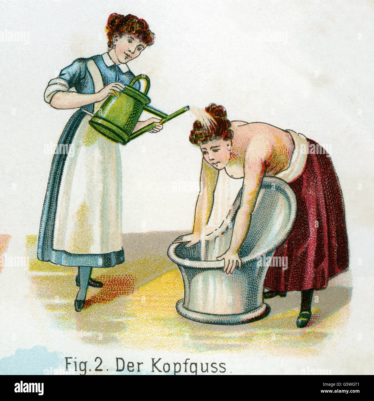 medicine, treatment, therapy, Kneipp cure, head pouring, from: Friedrich Eduard Bilz, New Naturopathic Treatment, Leipzig, Germany, 1902, Additional-Rights-Clearences-Not Available Stock Photo