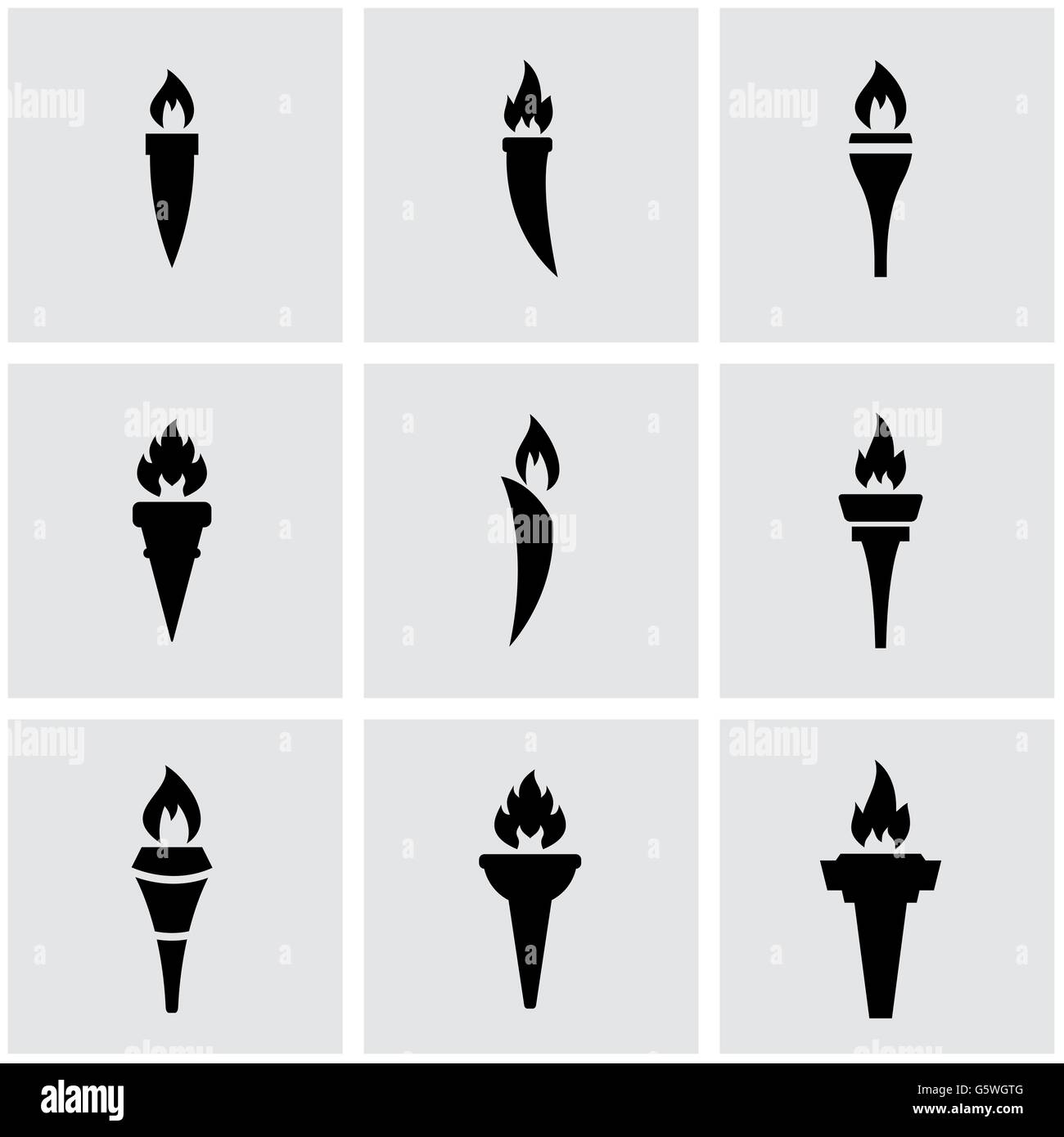 Vector black torch icon set Stock Vector Image & Art - Alamy