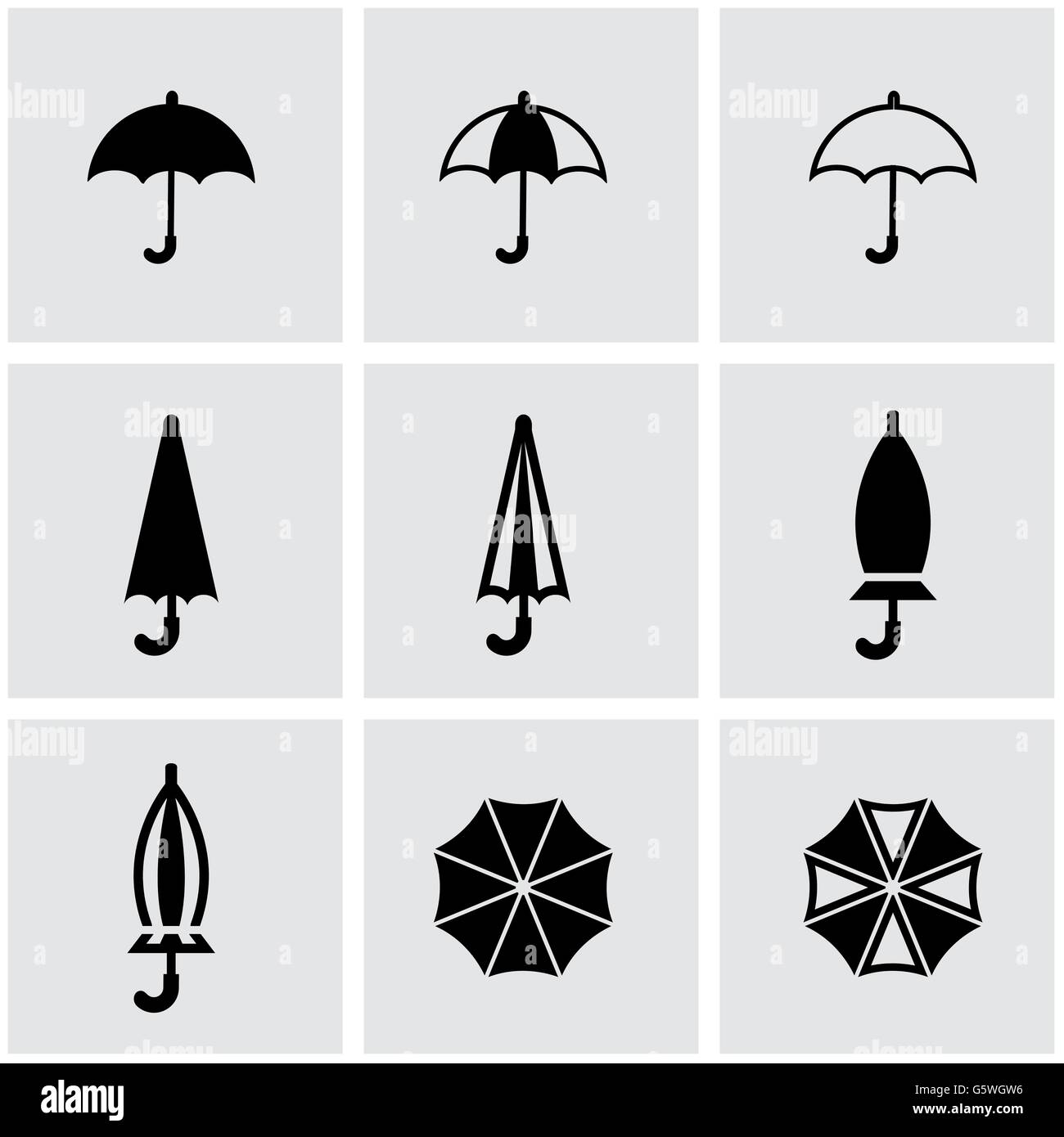 Vector black umbrella icon set Stock Vector Image & Art - Alamy