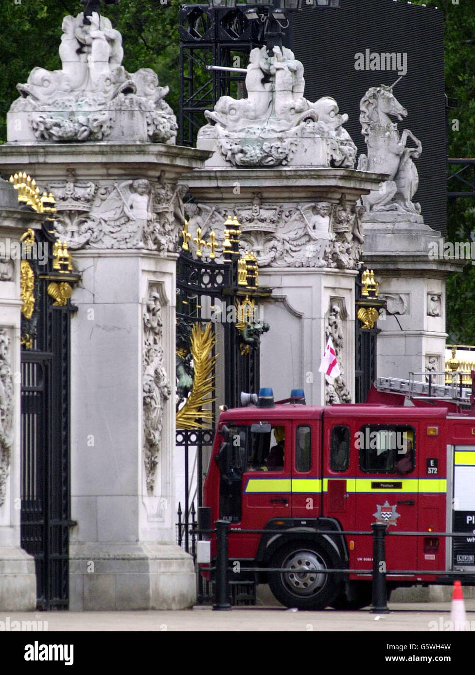 Emergency services attend Buckingham Palace, London, where a fire a