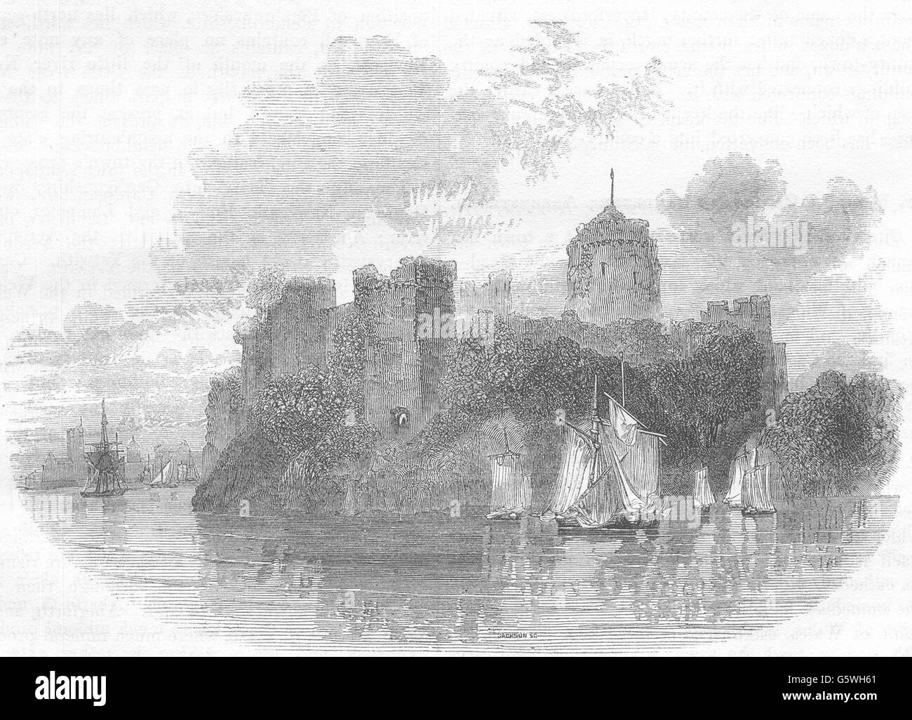 WALES: Pembroke Castle, antique print 1850 Stock Photo