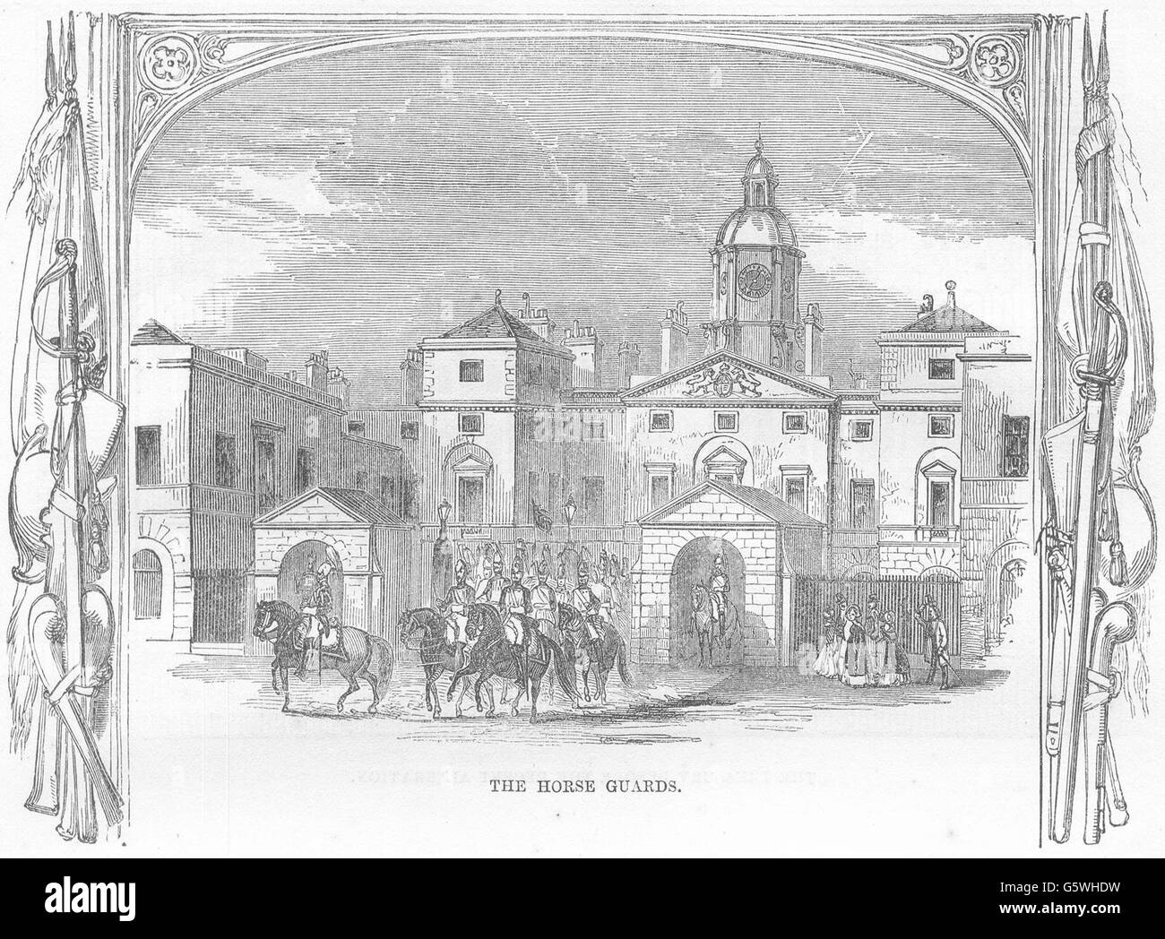 LONDON The Horse Guards, antique print 1850 Stock Photo Alamy