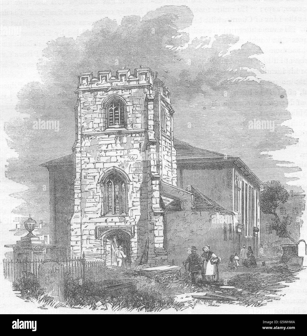 STAFFORDSHIRE: The Old Church, Burslem, antique print 1850 Stock Photo