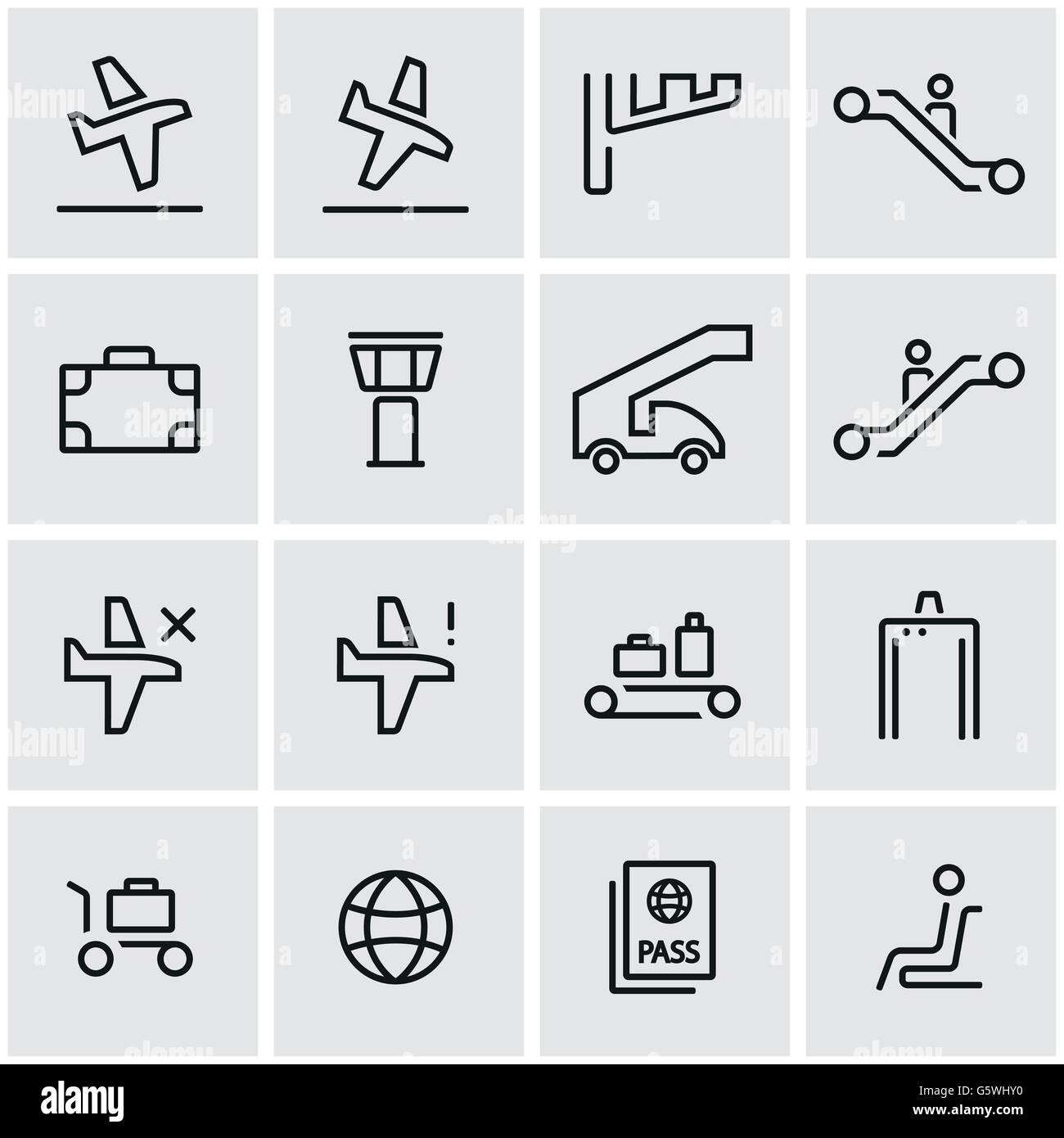 Vector line airport icon set Stock Vector Image & Art - Alamy