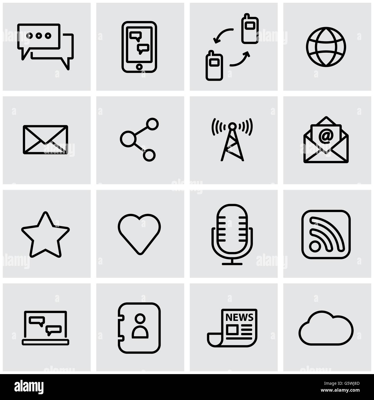 Vector line communication icon set Stock Vector Image & Art - Alamy