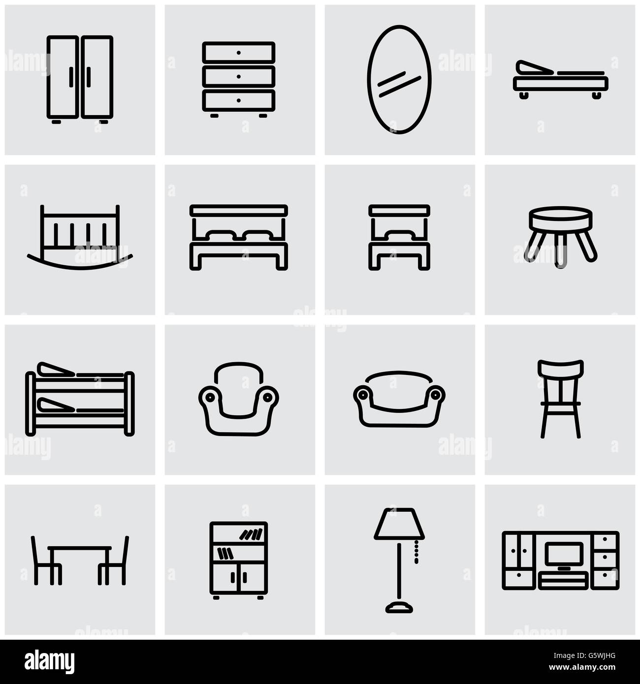 Vector line furniture icon set Stock Vector Image & Art - Alamy