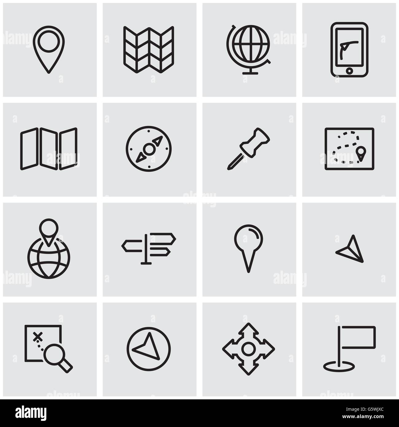 Vector line map icon set Stock Vector Image & Art - Alamy