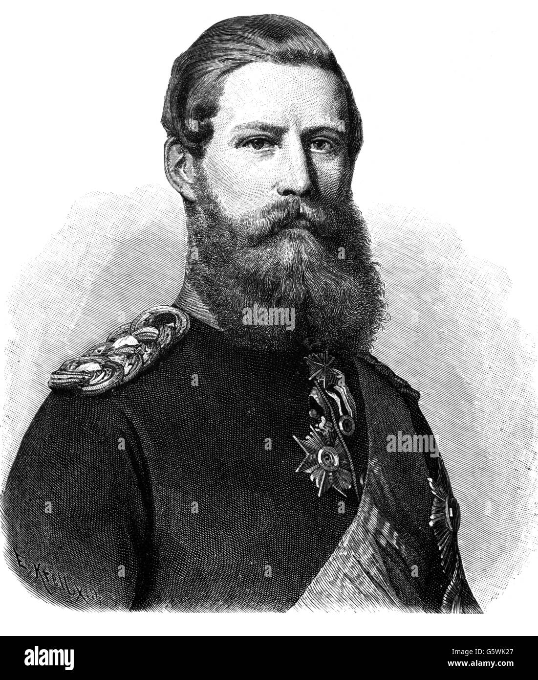 Frederick III, 18.10.1831 - 15.6.1888, German Emperor 9.3. - 15.6.1888, portrait, wood engraving after painting by Winterhalter, circa 1869, Artist's Copyright has not to be cleared Stock Photo