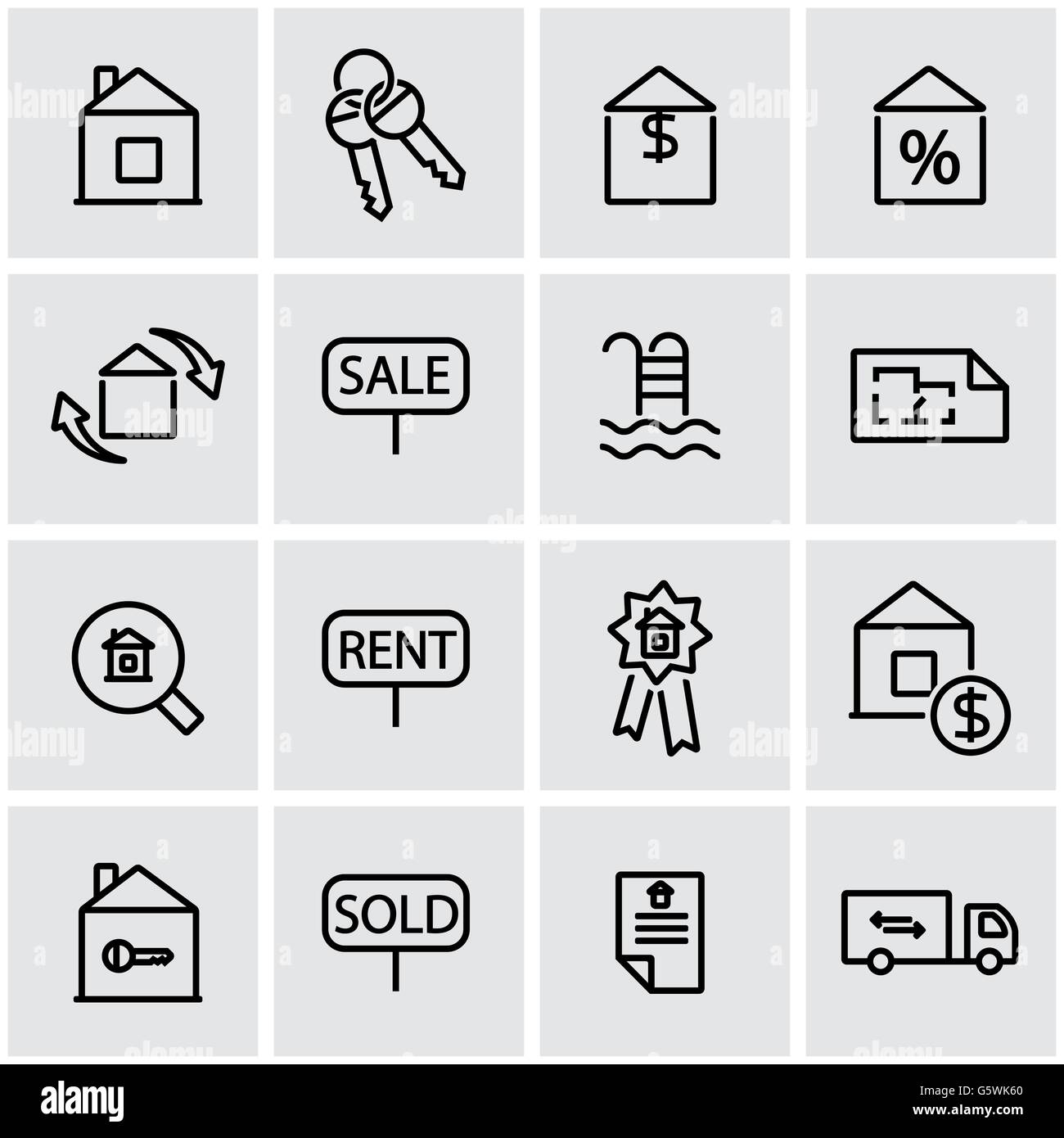 Vector line real estate icon set Stock Vector Image & Art - Alamy