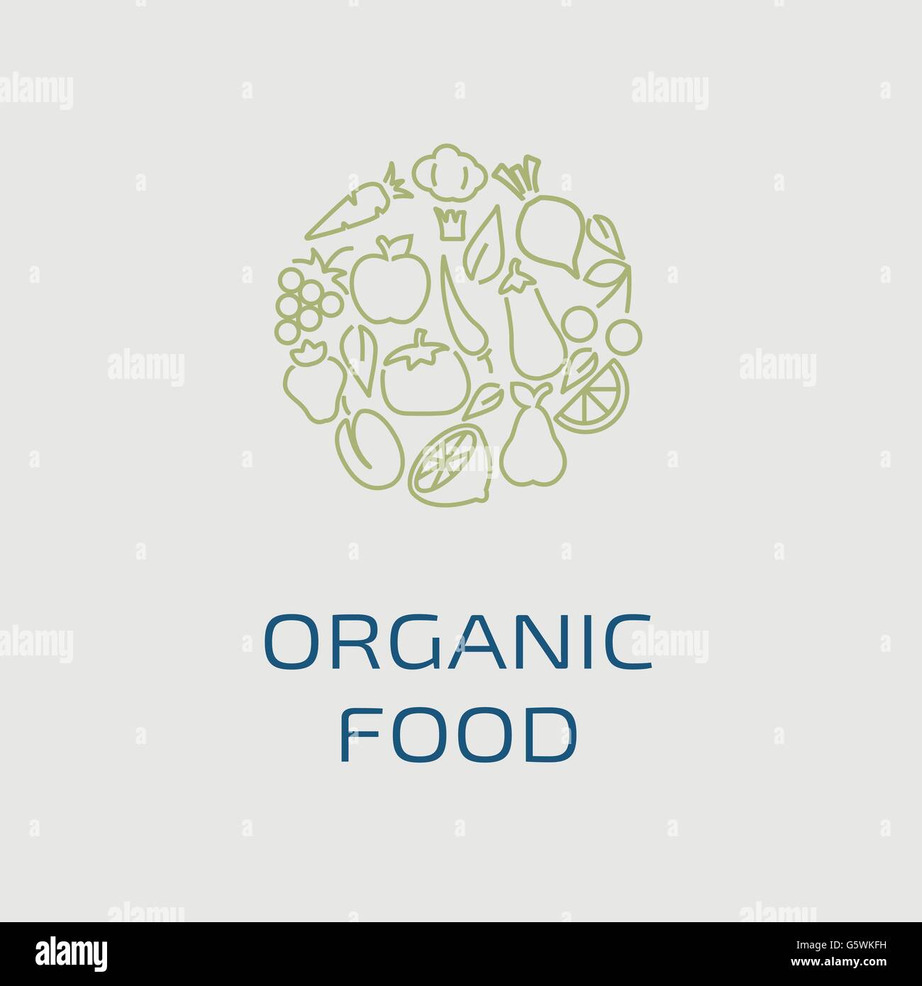 Vector logo design template with fruit and vegetable icons in trendy ...