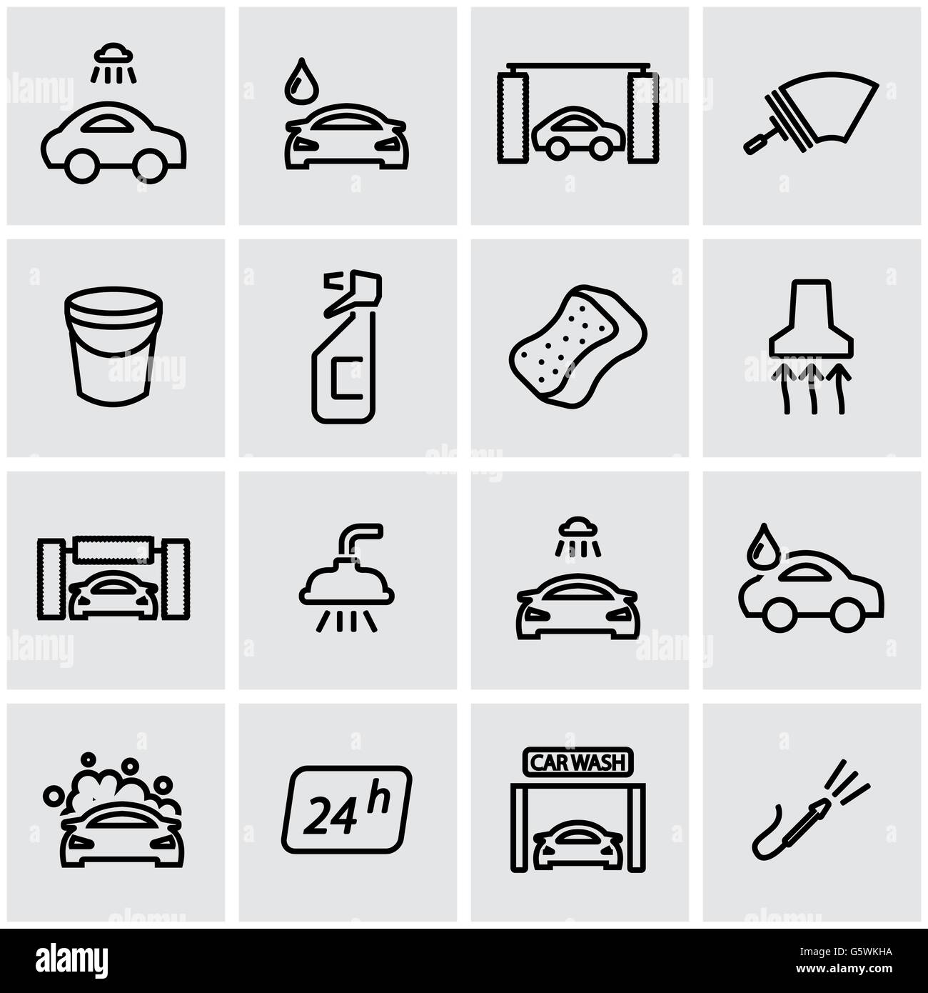 Vector line car wash icon set Stock Vector Image & Art - Alamy
