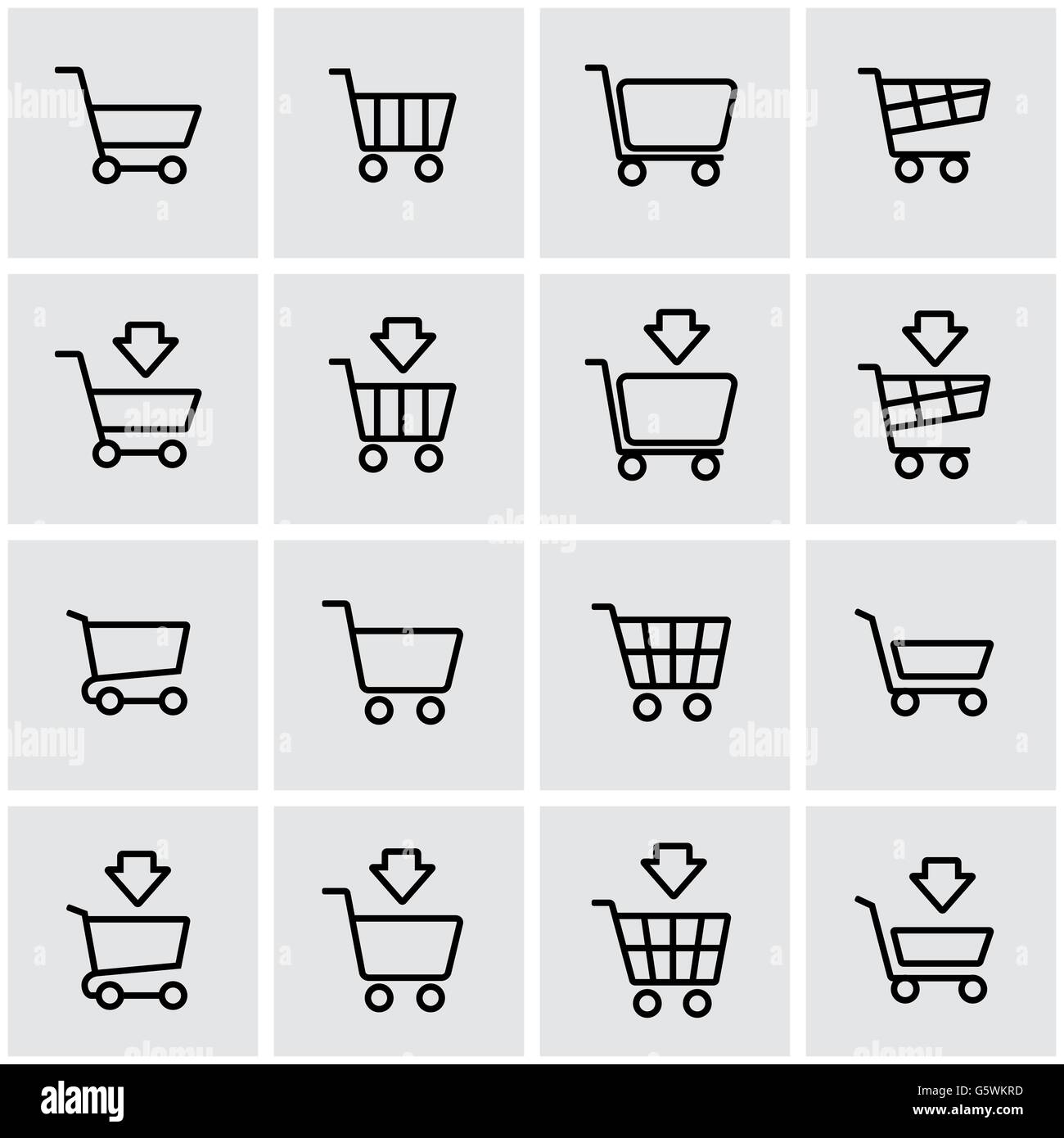 Vector line shopping cart icon set Stock Vector Image & Art - Alamy