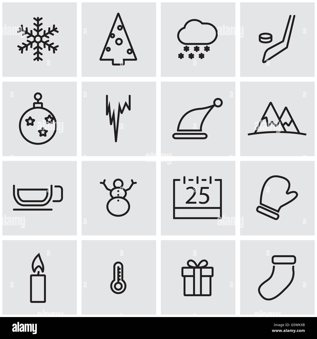 Vector line winter icon set Stock Vector Image & Art - Alamy