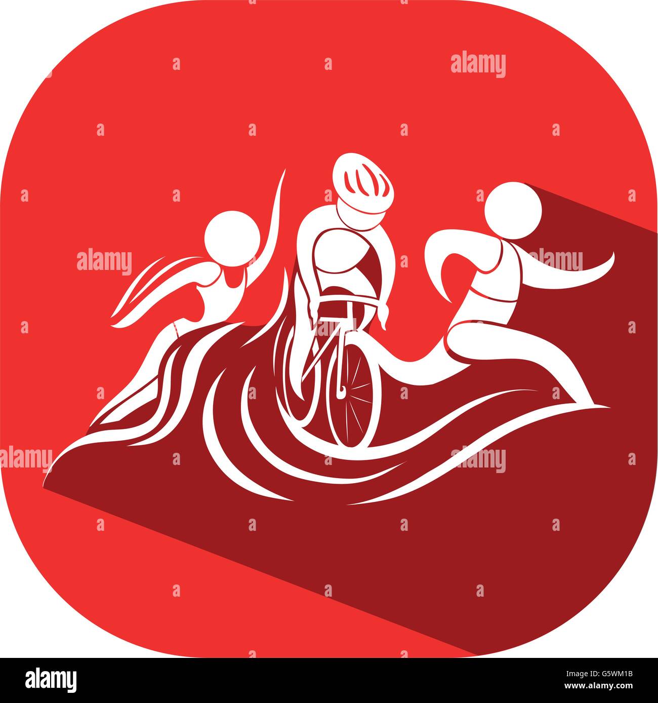 Sport icon for triathlon on red background illustration Stock Vector ...