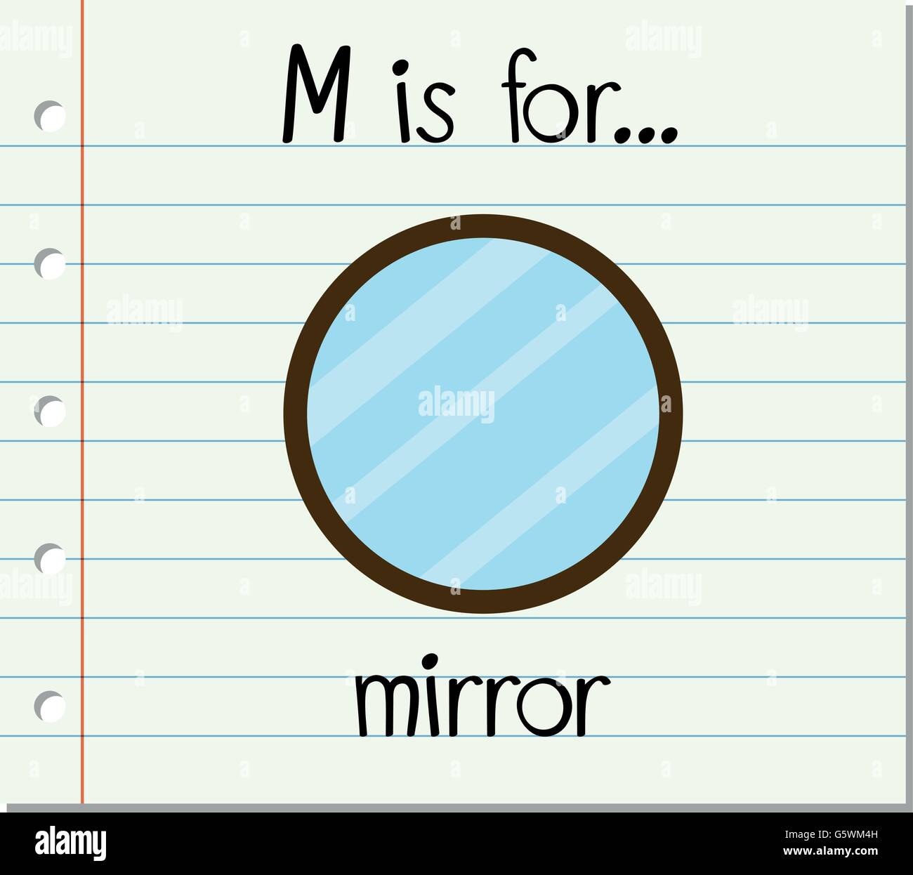 Flashcard letter M is for mirror illustration Stock Vector