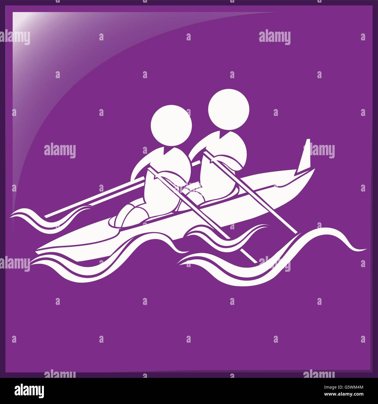 Sport icon for kayaking on purple background illustration Stock Vector ...