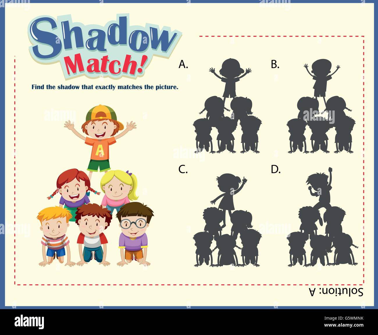 Game template with shadow matching children illustration Stock Vector ...