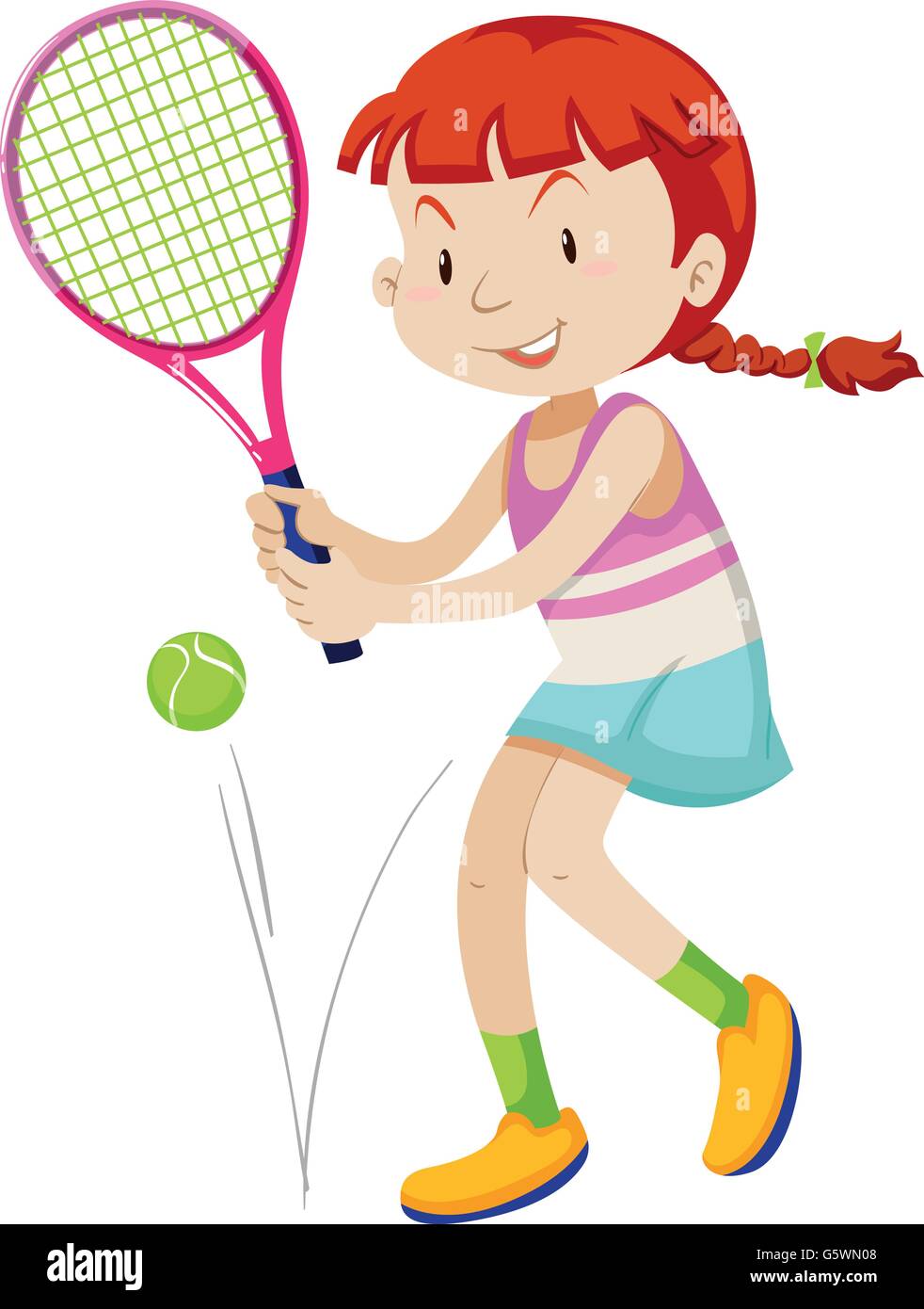 Woman tennis player with racket and ball illustration Stock Vector ...