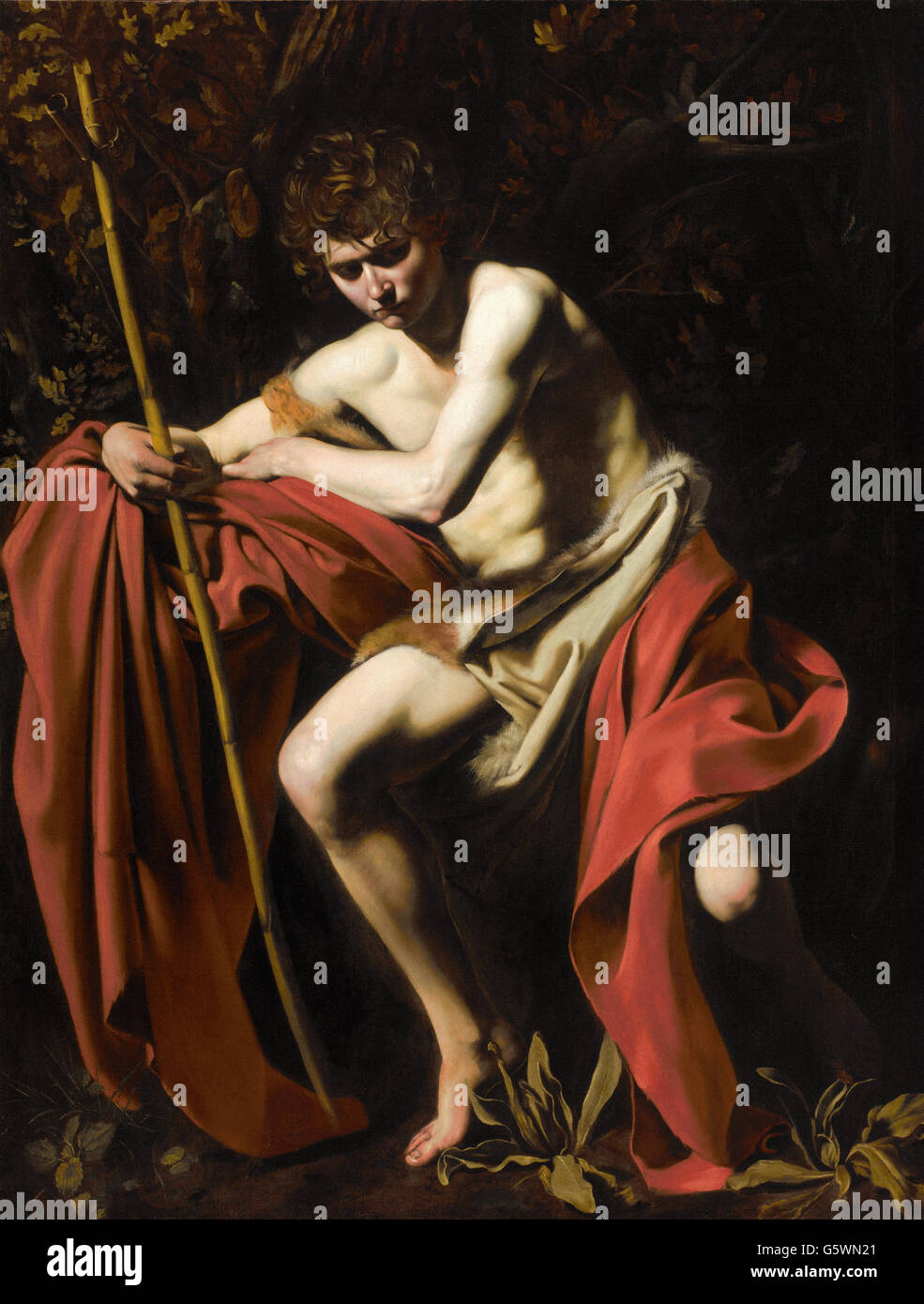 Michelangelo Merisi, called Caravaggio - Saint John the Baptist in the Wilderness Stock Photo