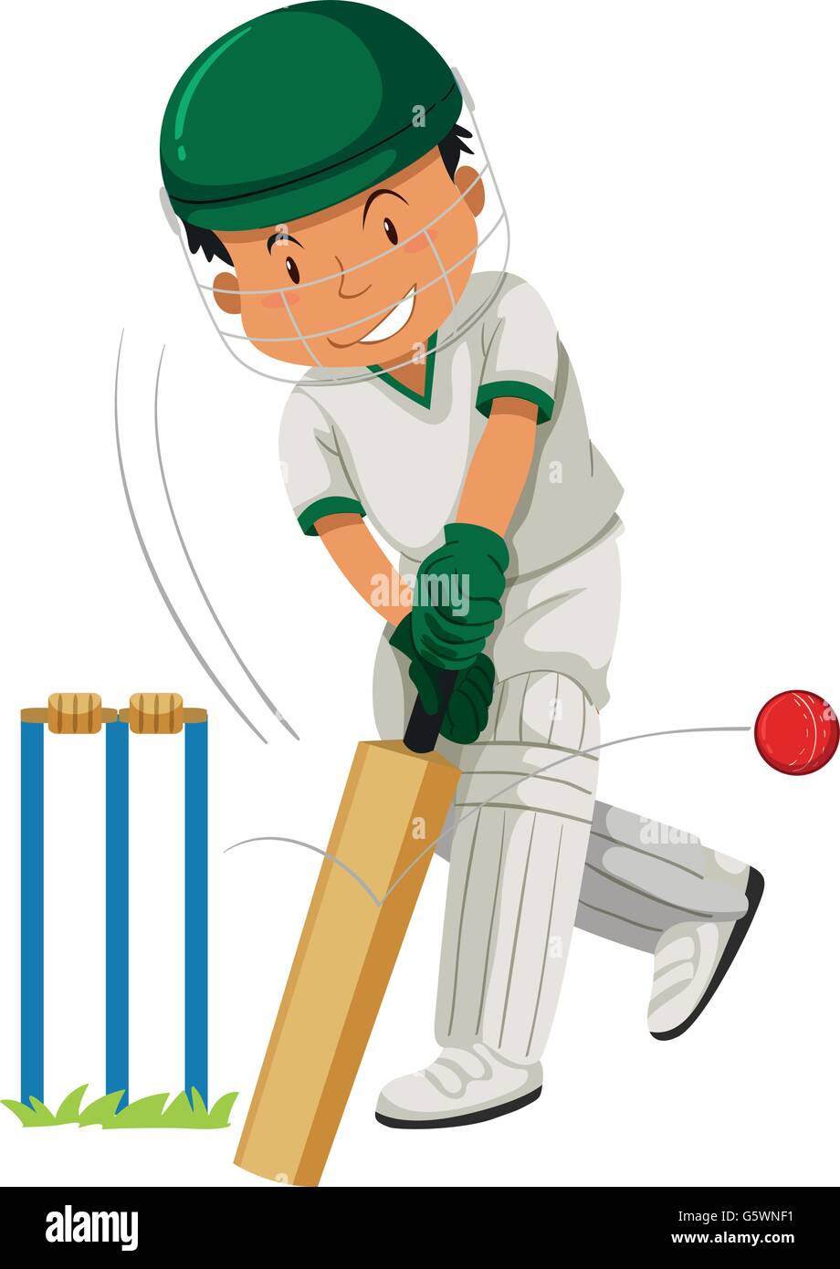 Man Player Playing Cricket Illustration Stock Vector Image And Art Alamy