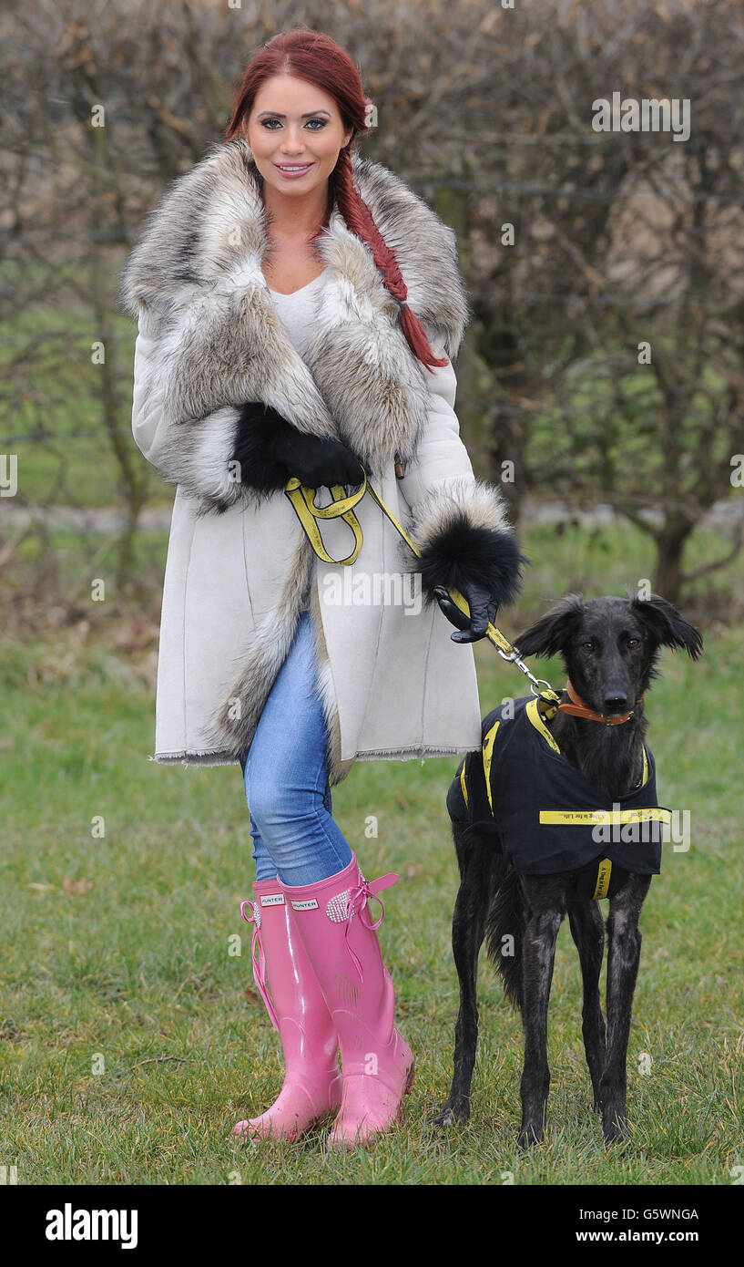 Former reality television personality, Amy Childs, with rescue dog