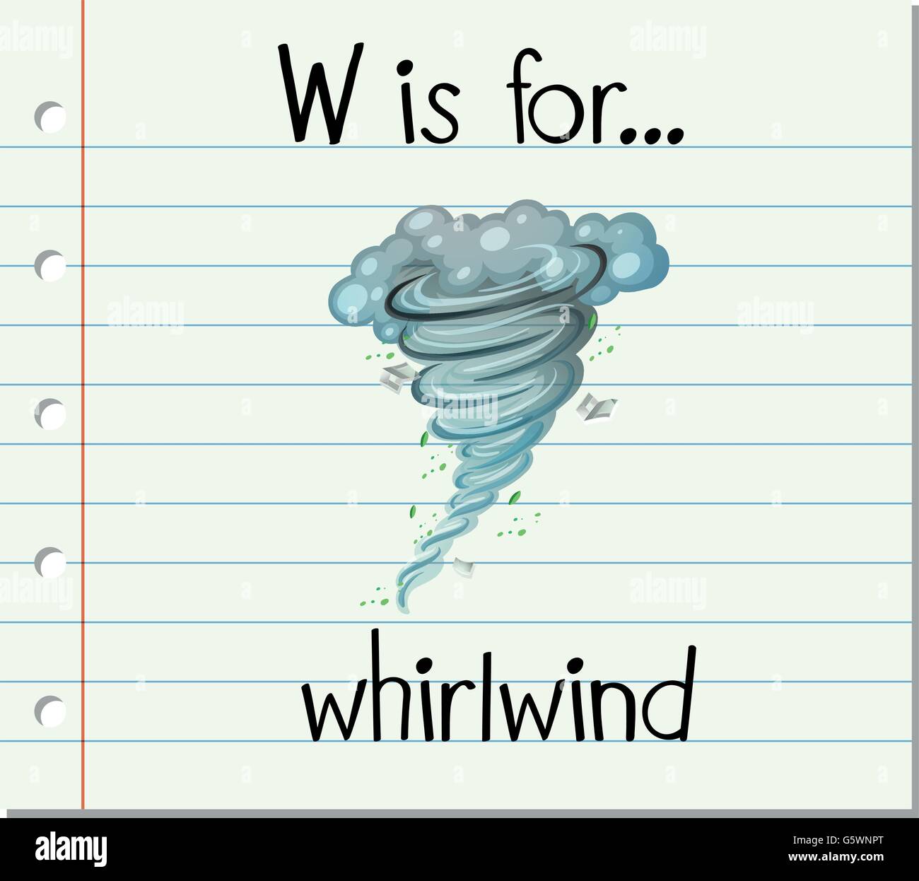 Flashcard letter W is for whirlwind illustration Stock Vector