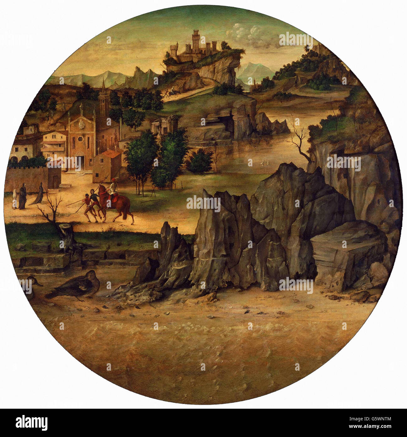 Bartolomeo Montagna - Landscape with Castles - Stock Photo