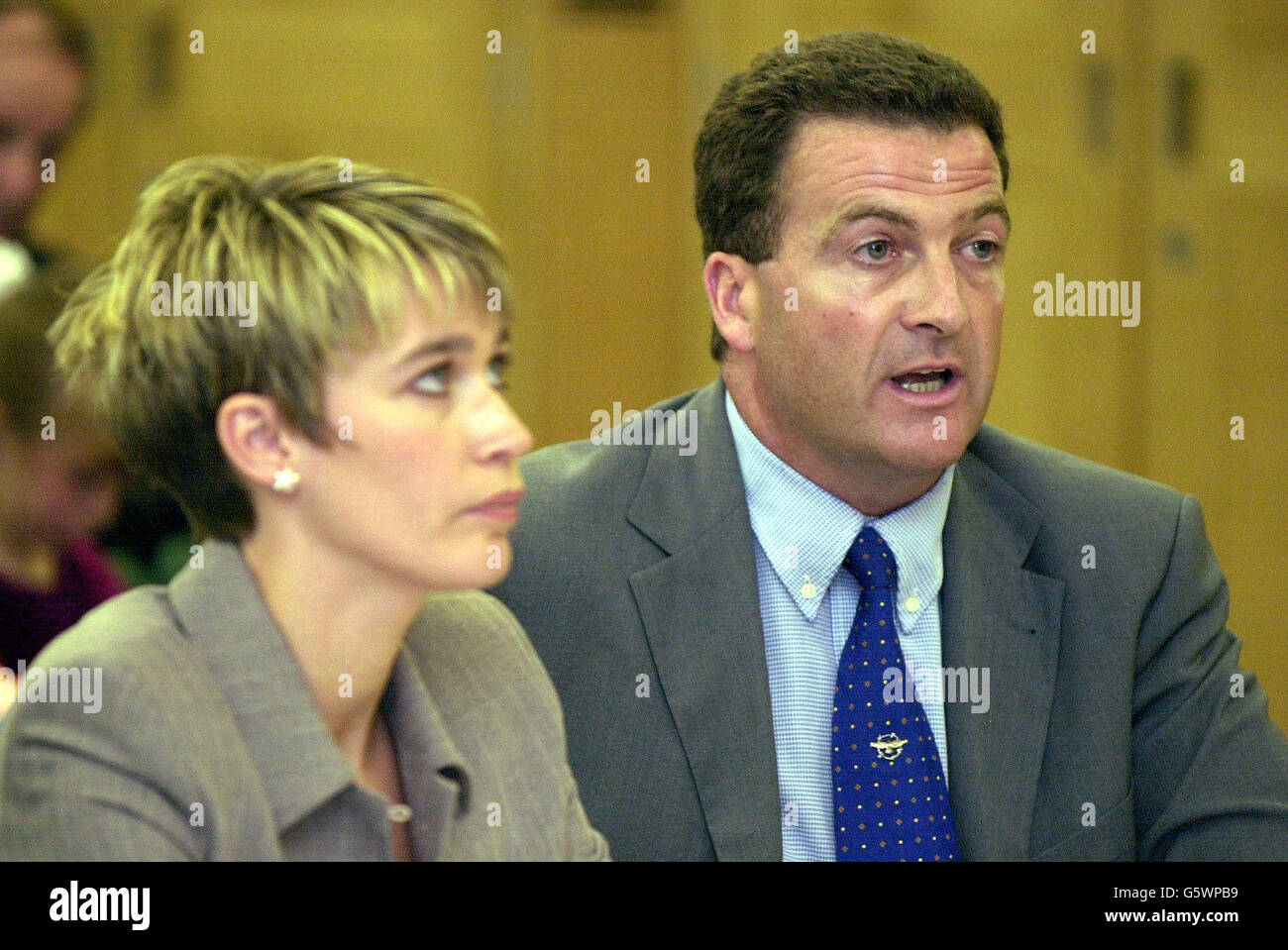 Samantha Thompson listens as former RAF Flt Lt John Nichol speaks at a hearing hosted by The Royal British Legion and the Inter-Parliamentary Gulf War Group in London. * The hearing is part of a US Congressional Subcommittee investigation into Gulf war-related illnesses among US and coalition forces. Stock Photo