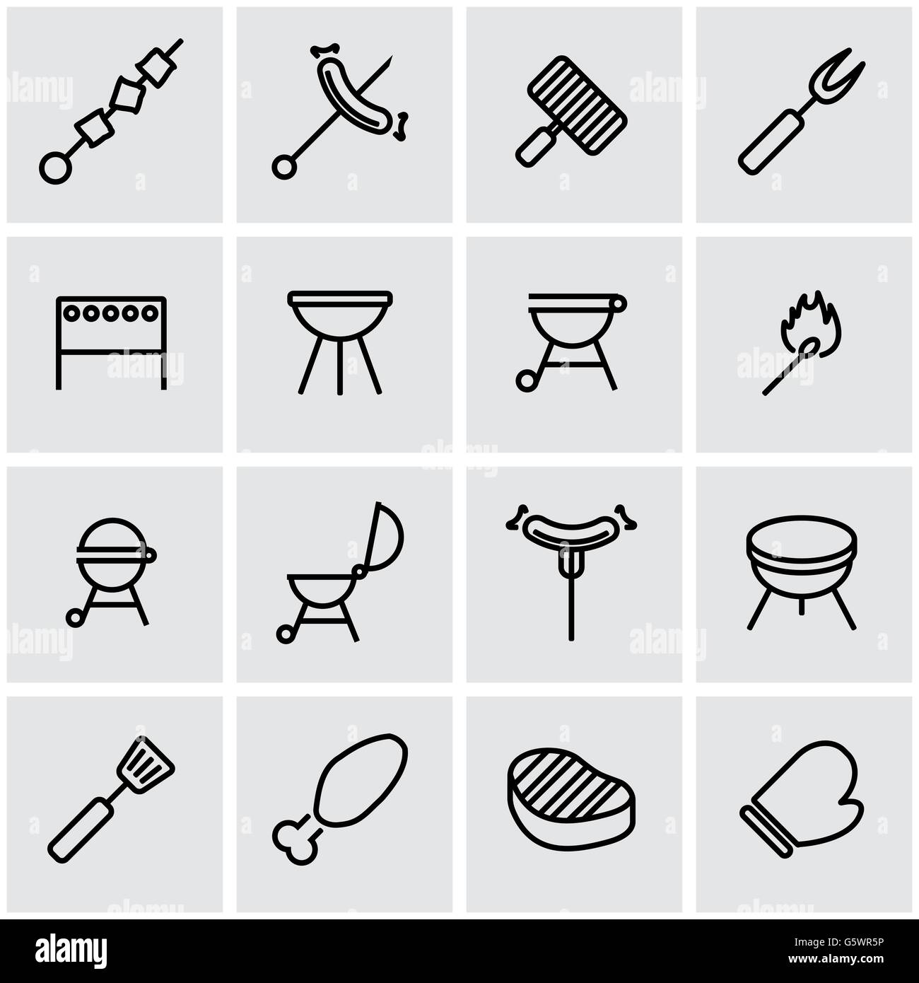 Vector line barbecue icon set Stock Vector Image & Art - Alamy
