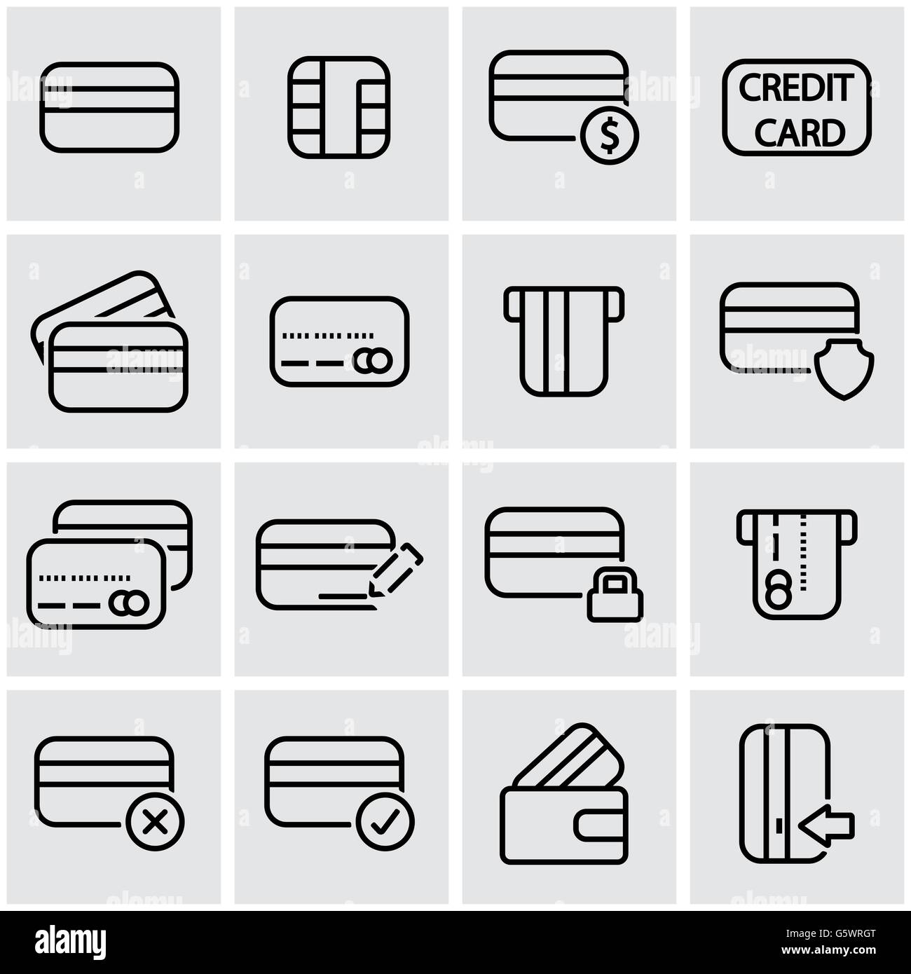 Vector line credit card icon set Stock Vector Image & Art - Alamy