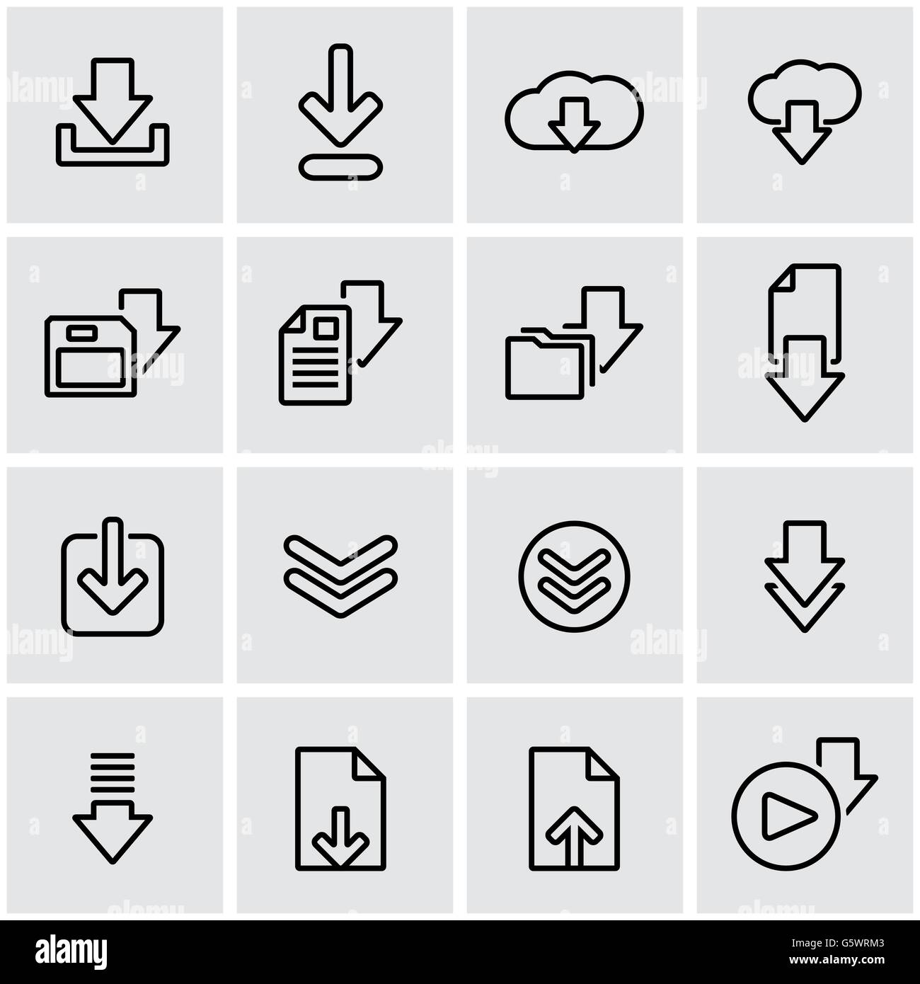 Vector line download icon set Stock Vector Image & Art - Alamy